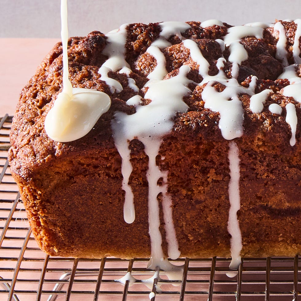 cinnamon bread topped with icing