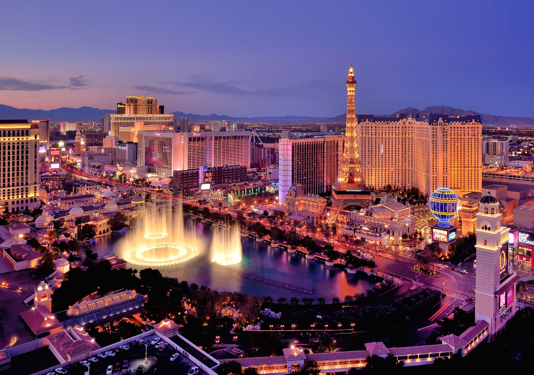 tower at night las vegas