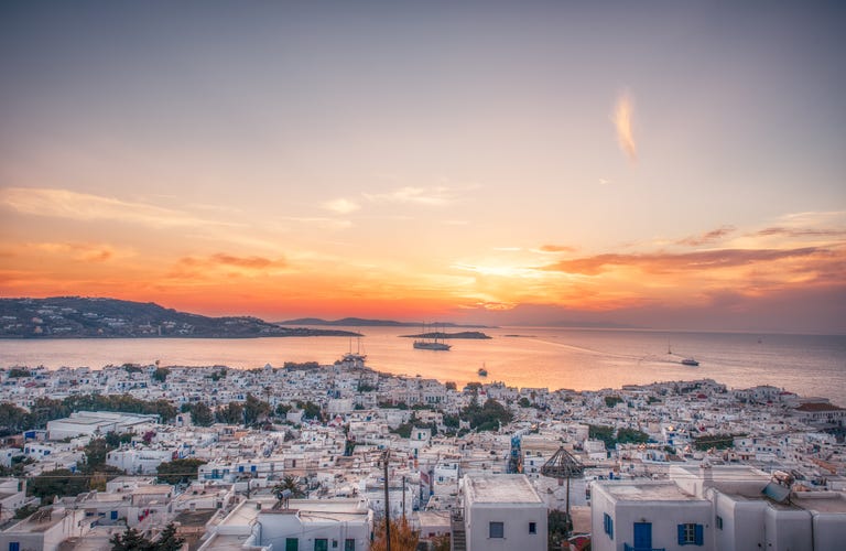 cityscape of mykonos, greece