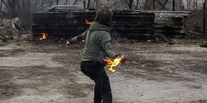 civilians making molotov cocktails in lviv