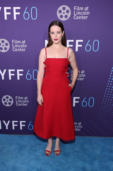 The Crown's Claire Foy looks wears red gown to premiere