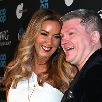 manchester, england april 20 ricky hatton and claire sweeney attend the co op live official welcome ceremony at co op live on april 20, 2024 in manchester, england photo by anthony devlingetty images for co op live
