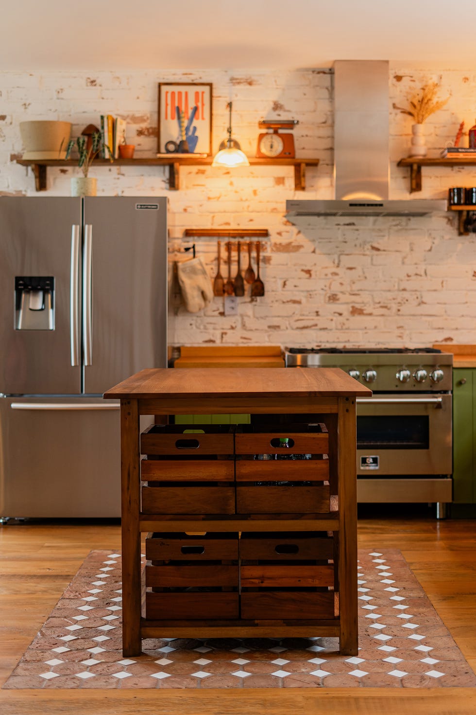 isla de cocina de madera