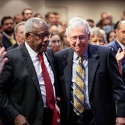 Justice Thomas Attends Forum On His 30 Year Supreme Court Legacy washington, dc october 21 associate supreme court justice clarence thomas looks on as senate minority leader mitch mcconnell r ky takes to the stage to speak about thomas at the heritage foundation on october 21, 2021 in washington, dc clarence thomas has now served on the supreme court for 30 years he was nominated by former president george h w bush in 1991 and is the second african american to serve on the high court, following justice thurgood marshall photo by drew angerergetty images