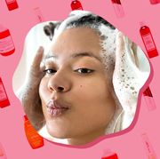 woman shampooing hair with ceremonia champu clarifying shampoo