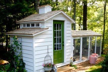 A Classic Chicken Coop with a Green Door