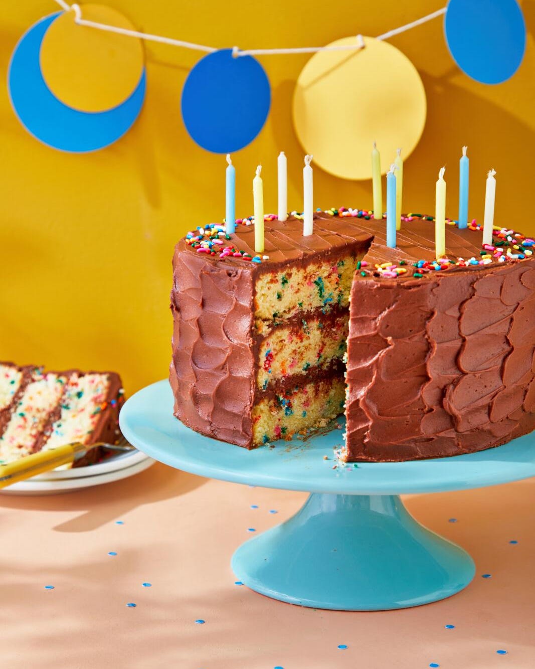 Classic Confetti Birthday Cake With Chocolate Buttercream Recipe