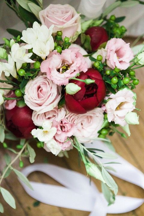 classic rose peonies fall wedding bouquets