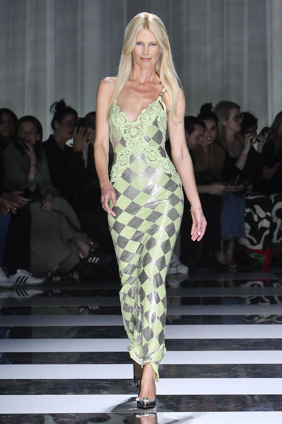 claudia schiffer walks the runway during the versace ready to wear springsummer 2024 fashion show as part of the milan fashion week on september 22, 2023 in milan, italy photo by victor virgilegamma rapho via getty images