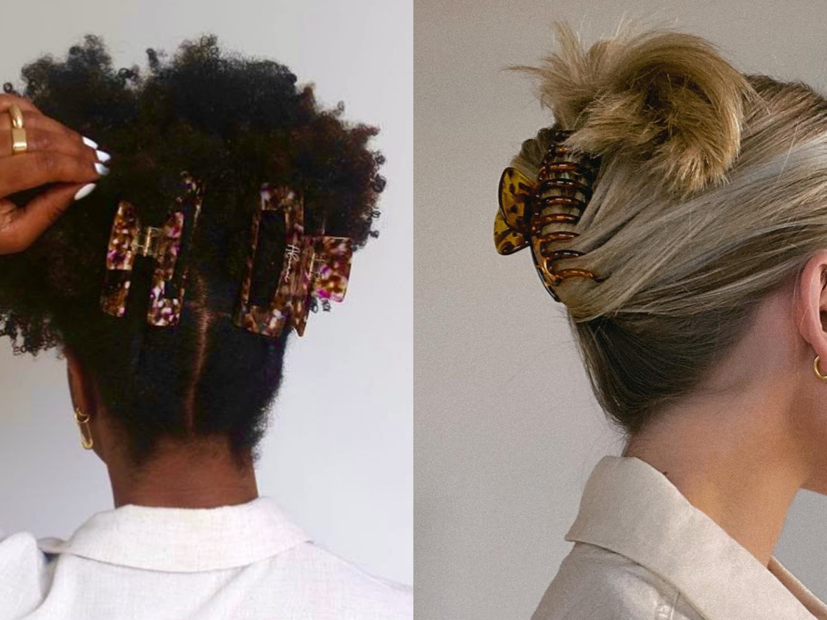 Image of Messy bun claw clip hairstyle