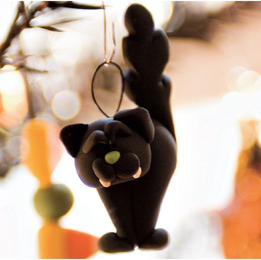 black cat clay decorations