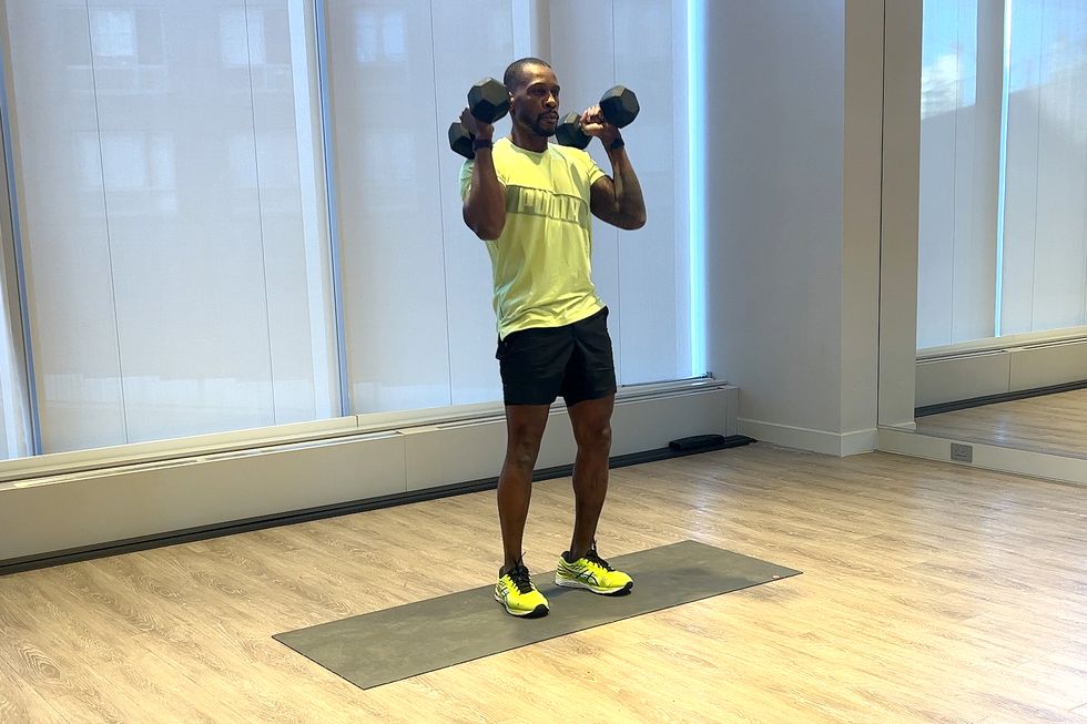 upper body dumbbell workout, clean and press
