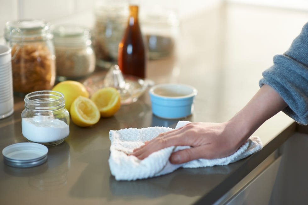 cleaning kitchen with natural cleaning products