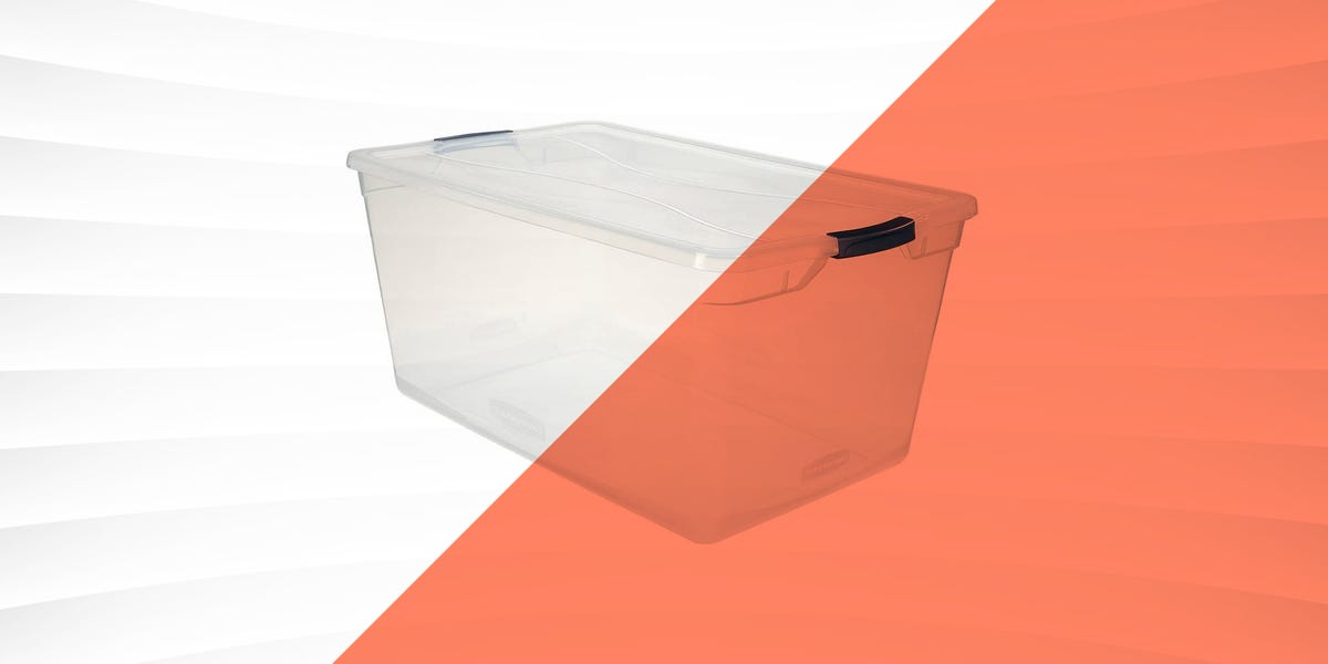 Hefty HI-RISE PRO Heavy Duty 40 Qt. Latch Storage Bin, Orange/Gray 