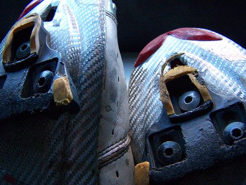 Bicycle shoe cleats. 
