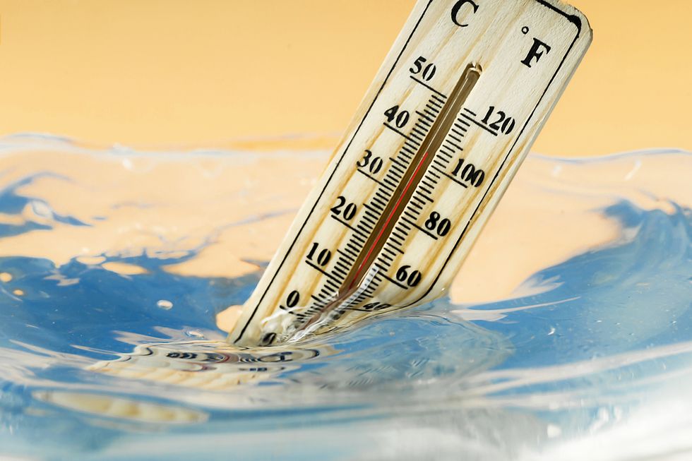 climate change concept, thermometer immersed in water