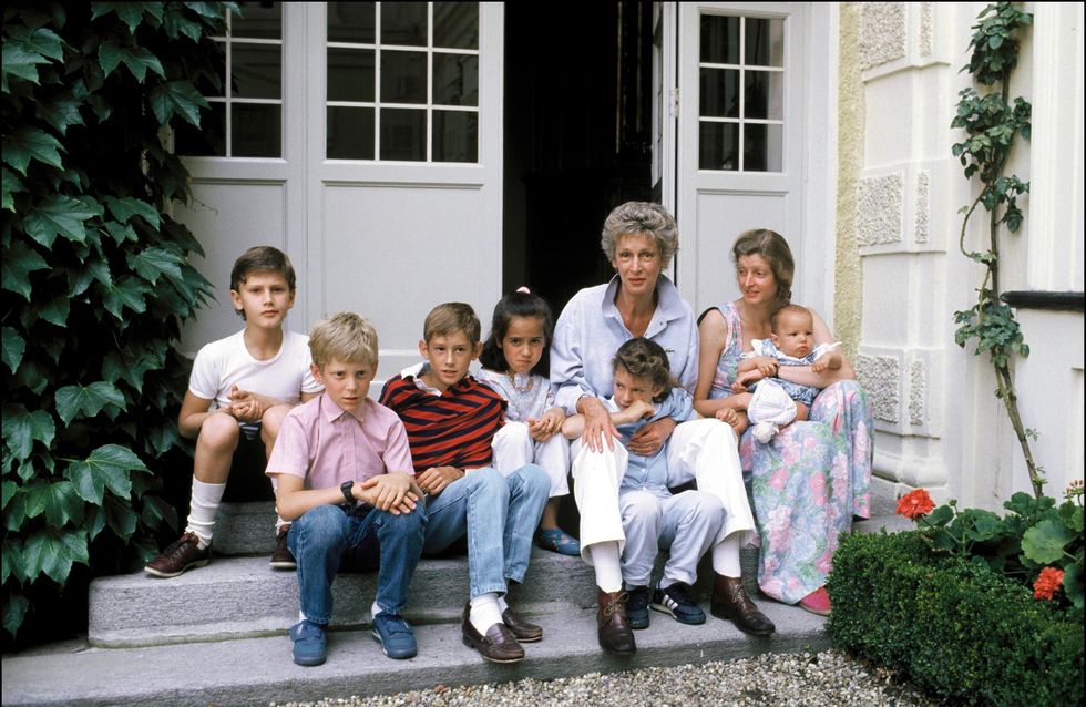 closeup giovanni agnelli and family in turin, italy on july 16, 1986