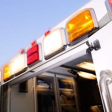 Close-up low angle of the back of an ambulance with the doors open close up low angle of the back of an ambulance with the doors open