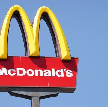 close up mcdonalds outdoor sign against blue sky