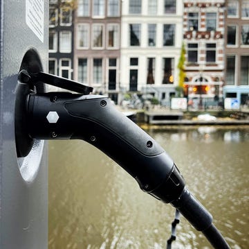 close up of a charging point of a electric vehicle charging station in amsterdam