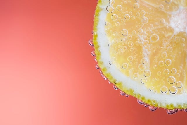 Close up of a slice of lemon