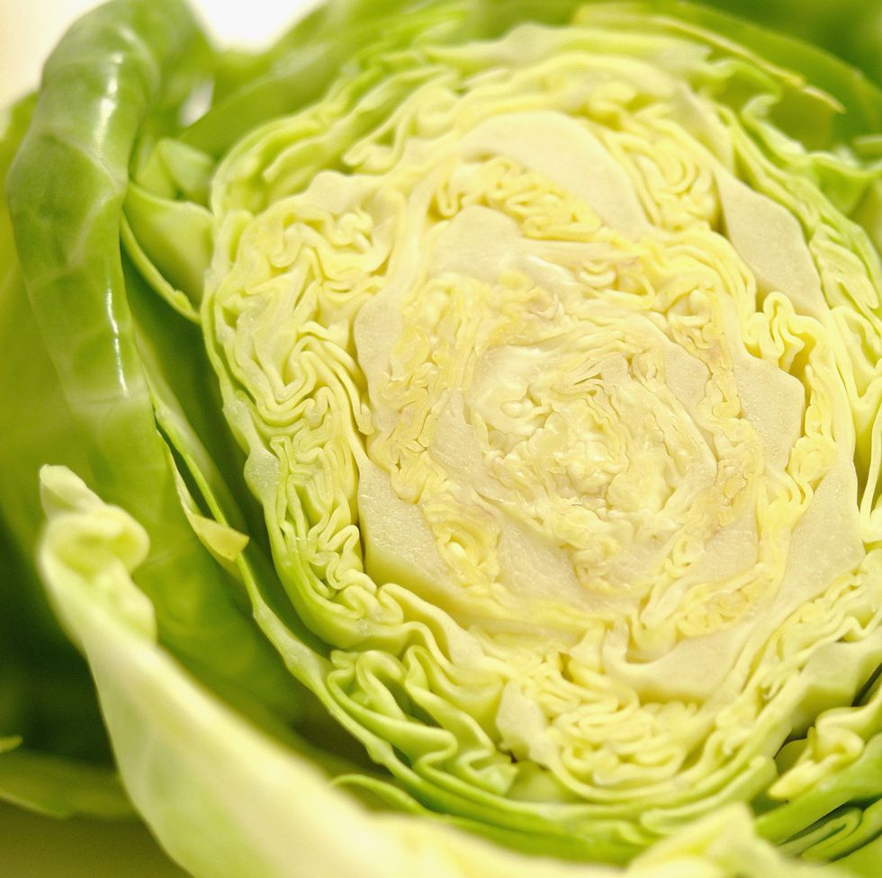 close up of a sliced cabbage