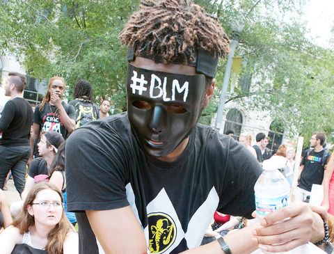 close up of a black lives matter demonstrator