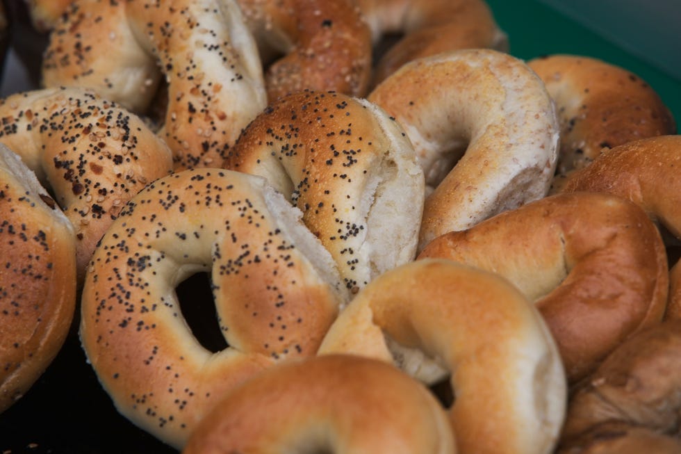 close up of bagels