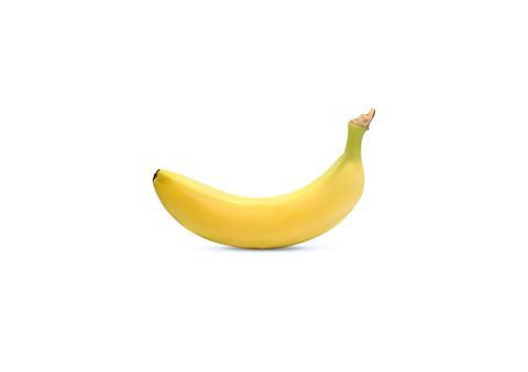 closeup of banana against white background