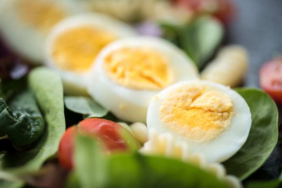 close up of boiled eggs