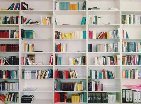 close up of book shelf