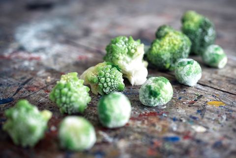 close up of broccoli on table
