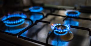 close up of burning stove