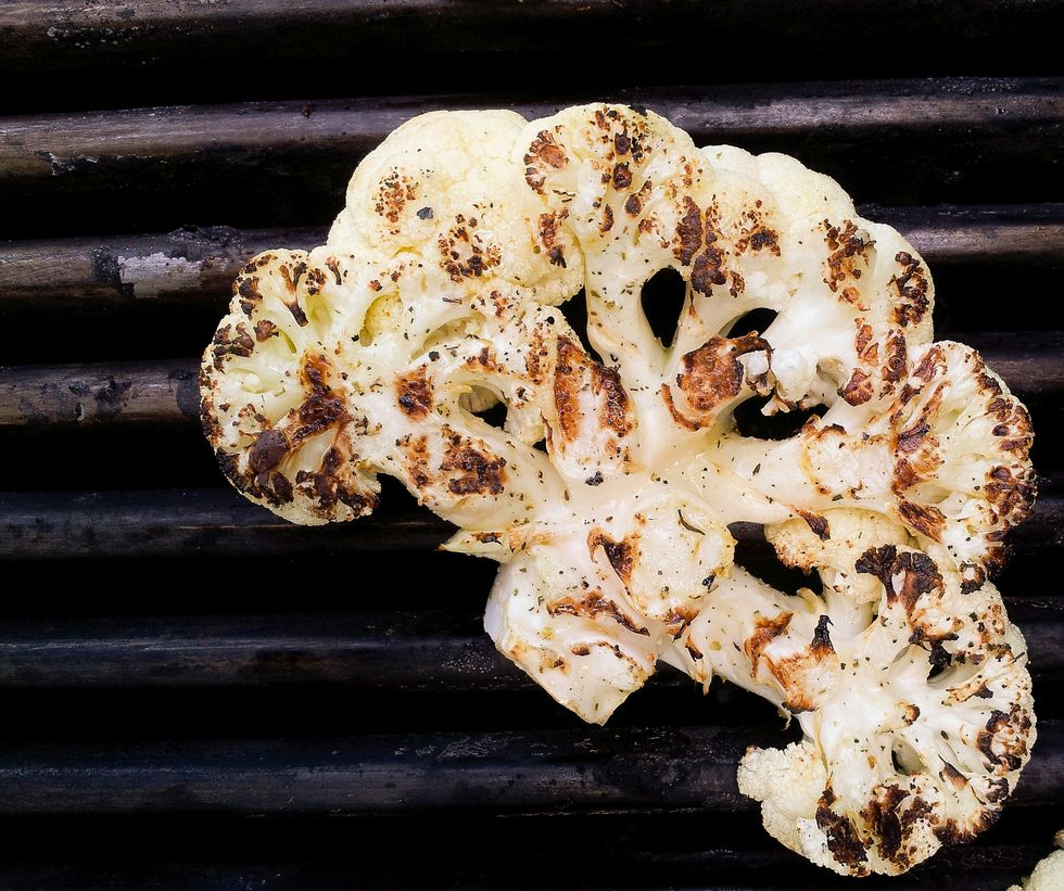 Close-Up Of Cauliflower On Barbecue Grill