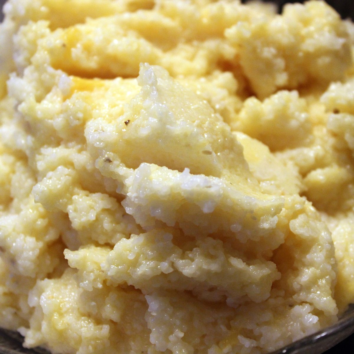 Close up of Cheesy Grits in Bowl