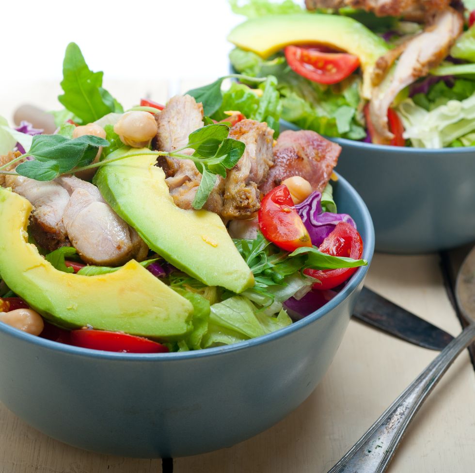 Close-Up Of Chicken Salad In Bowl On Table