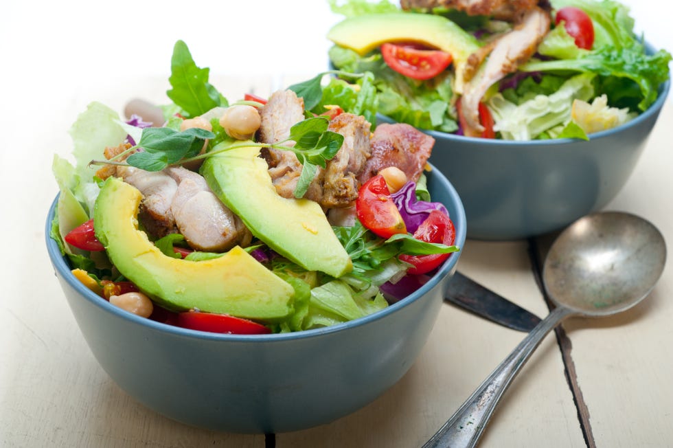 Close-Up Of Chicken Salad In Bowl On Table