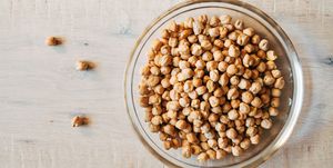 close up of chickpeas in bowl