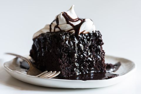 Close-Up Of Chocolate Cake Against White Background