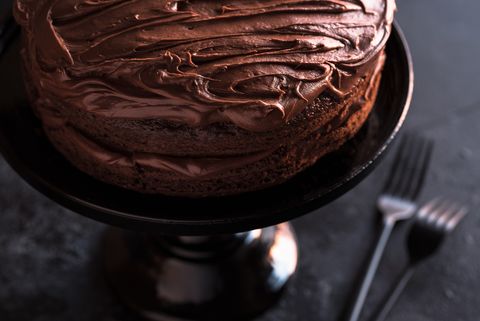 close up of chocolate cake on table