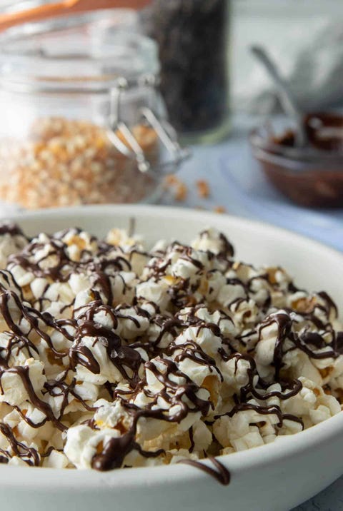 chocolate drizzled popcorn