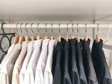 close up of clothes hanging on rack