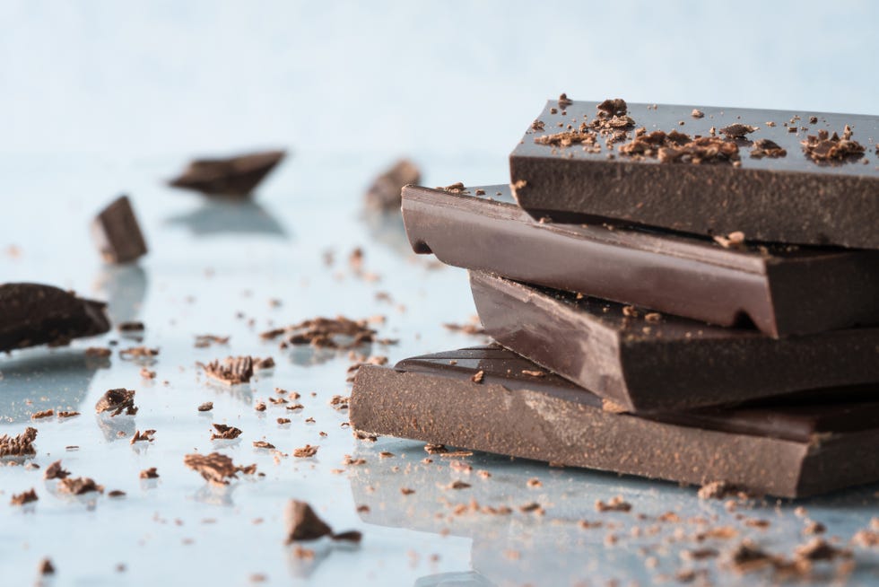 close up of dark chocolate on table