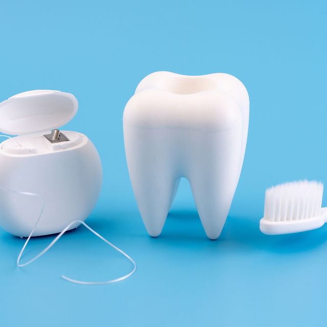 closeup of dental equipment against blue background