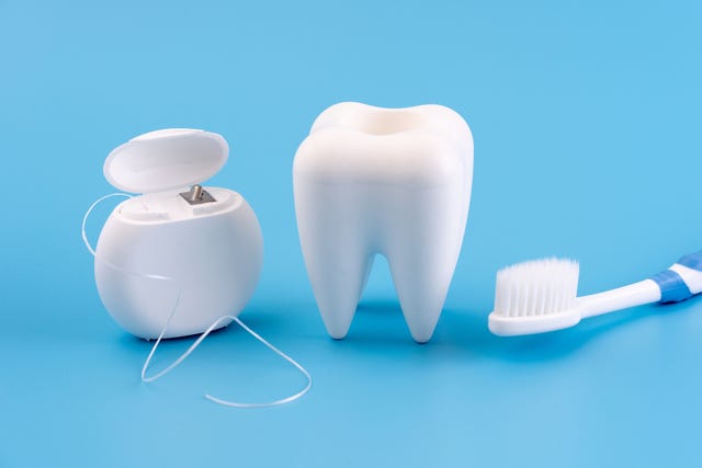 closeup of dental equipment against blue background