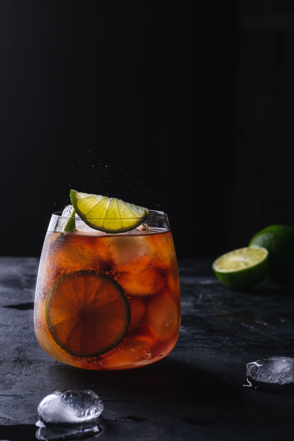 close up of drink on table against black background,russia