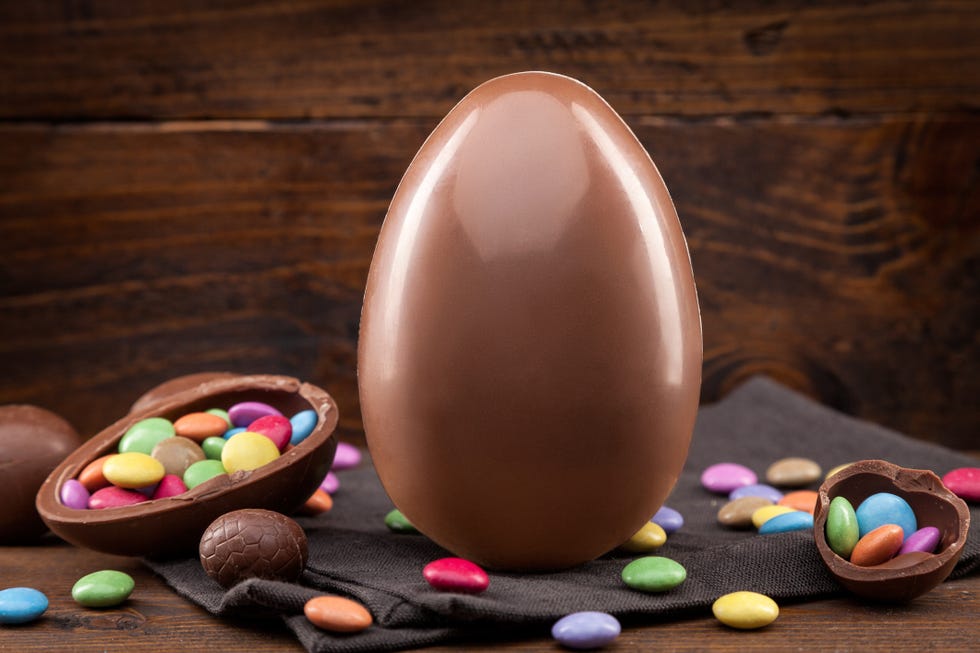 close up of easter chocolates on table