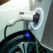 close up of electric car charger