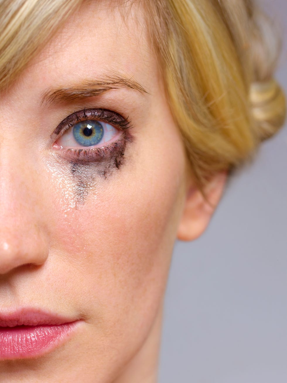 close up of eye crying