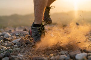 closeup of feet of a trail runner